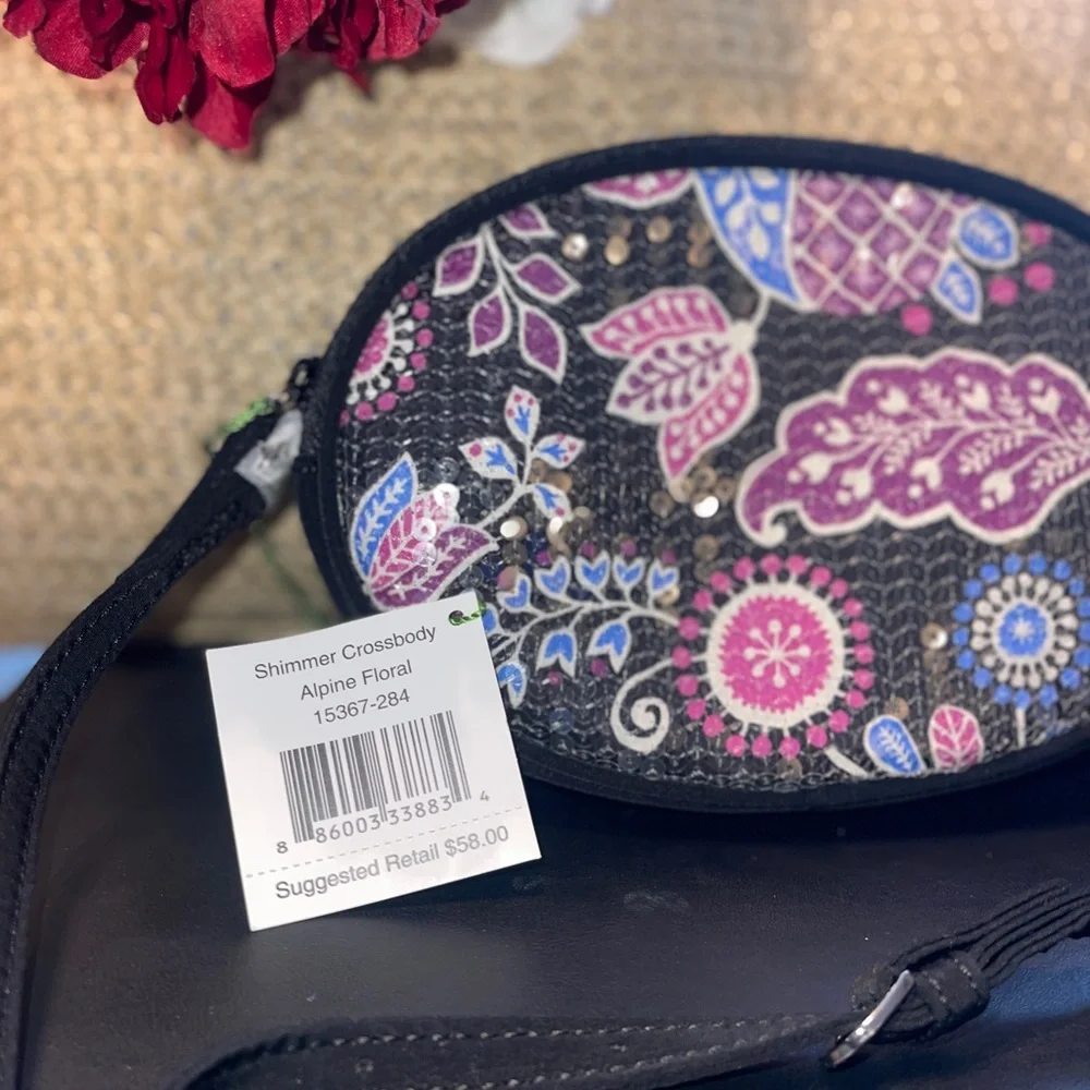 Vera Bradley Black and Blue‎ Floral Crossbody Bag